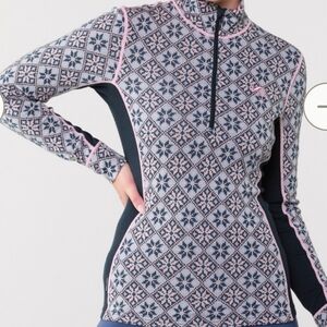 Kari Traa Rose Half Zip Merino Wool Base Layer Top Womens M Nordic Ski Thermal